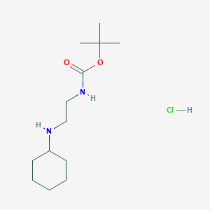 molecular formula C13H27ClN2O2 B13570544 tert-butylN-[2-(cyclohexylamino)ethyl]carbamatehydrochloride 
