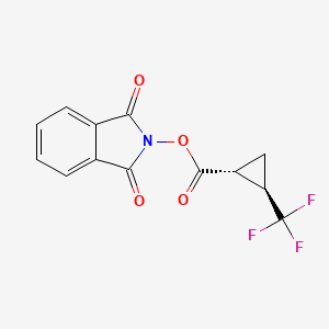 molecular formula C13H8F3NO4 B13570686 rac-1,3-dioxo-2,3-dihydro-1H-isoindol-2-yl(1R,2R)-2-(trifluoromethyl)cyclopropane-1-carboxylate,trans 