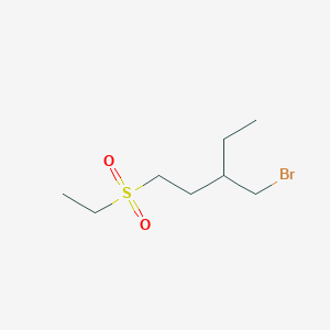 molecular formula C8H17BrO2S B13570708 3-(Bromomethyl)-1-(ethylsulfonyl)pentane 