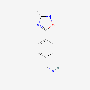 molecular formula C11H13N3O B1357072 N-methyl-1-[4-(3-methyl-1,2,4-oxadiazol-5-yl)phenyl]methanamine CAS No. 884507-32-8