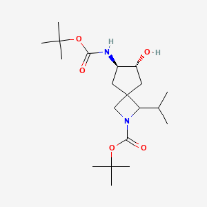 molecular formula C20H36N2O5 B13570964 tert-Butyl (6R,7R)-6-((tert-butoxycarbonyl)amino)-7-hydroxy-1-isopropyl-2-azaspiro[3.4]octane-2-carboxylate 