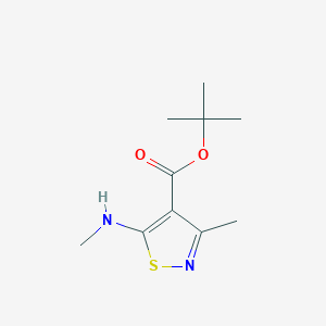 molecular formula C10H16N2O2S B13570998 Tert-butyl 3-methyl-5-(methylamino)isothiazole-4-carboxylate 