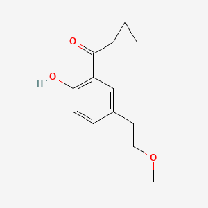molecular formula C13H16O3 B13571012 Cyclopropyl(2-hydroxy-5-(2-methoxyethyl)phenyl)methanone CAS No. 1249362-85-3