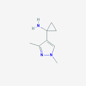 molecular formula C8H13N3 B13571033 1-(1,3-Dimethyl-1H-pyrazol-4-YL)cyclopropan-1-amine 