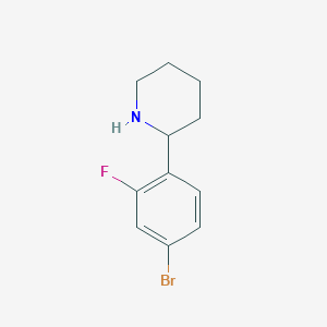 molecular formula C11H13BrFN B13571210 2-(4-Bromo-2-fluorophenyl)piperidine 