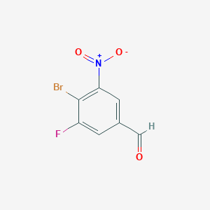 molecular formula C7H3BrFNO3 B13571315 4-Bromo-3-fluoro-5-nitrobenzaldehyde 