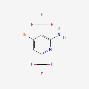 molecular formula C7H3BrF6N2 B13571361 4-Bromo-3,6-bis(trifluoromethyl)pyridin-2-amine 