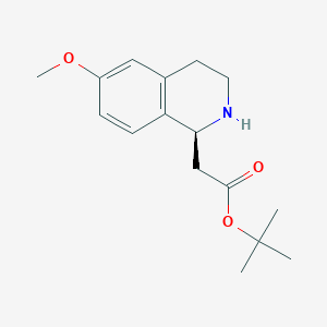 molecular formula C16H23NO3 B135715 Tert-butyl 2-[(1S)-6-methoxy-1,2,3,4-tetrahydroisoquinolin-1-yl]acetate CAS No. 142801-72-7