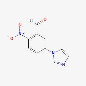 molecular formula C10H7N3O3 B13571607 5-Imidazol-1-yl-2-nitrobenzaldehyde 