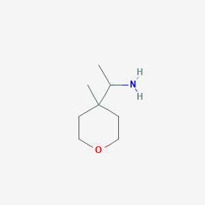 molecular formula C8H17NO B13571620 1-(4-Methyloxan-4-yl)ethan-1-amine 