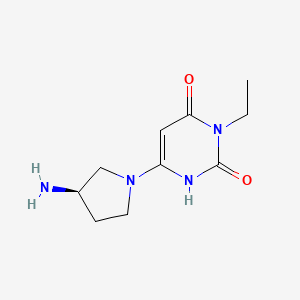 molecular formula C10H16N4O2 B13571930 (R)-6-(3-Aminopyrrolidin-1-yl)-3-ethylpyrimidine-2,4(1H,3H)-dione 