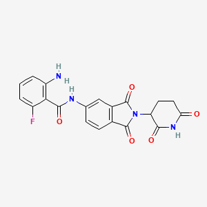 molecular formula C20H15FN4O5 B13572213 2-amino-N-[2-(2,6-dioxopiperidin-3-yl)-1,3-dioxo-2,3-dihydro-1H-isoindol-5-yl]-6-fluorobenzamide 