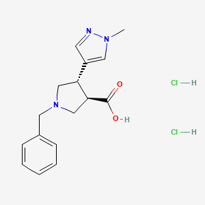 molecular formula C16H21Cl2N3O2 B13572322 (3R,4S)-1-benzyl-4-(1-methyl-1H-pyrazol-4-yl)pyrrolidine-3-carboxylic acid dihydrochloride 