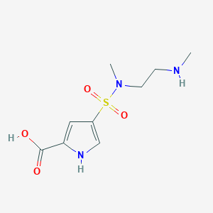 molecular formula C9H15N3O4S B13572328 4-{methyl[2-(methylamino)ethyl]sulfamoyl}-1H-pyrrole-2-carboxylic acid 