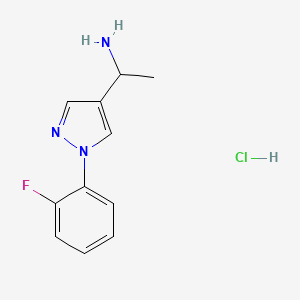 molecular formula C11H13ClFN3 B1357239 1-(1-(2-Fluorophenyl)-1H-pyrazol-4-yl)ethanamine hydrochloride CAS No. 1049791-50-5