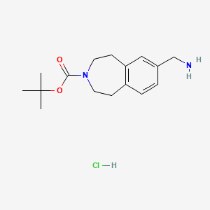 molecular formula C16H25ClN2O2 B13572428 tert-butyl7-(aminomethyl)-2,3,4,5-tetrahydro-1H-3-benzazepine-3-carboxylatehydrochloride 