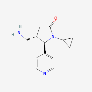 molecular formula C13H17N3O B13572505 rac-(4R,5S)-4-(aminomethyl)-1-cyclopropyl-5-(pyridin-4-yl)pyrrolidin-2-one 