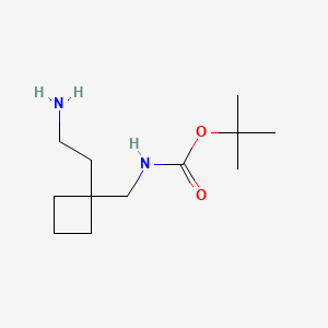 molecular formula C12H24N2O2 B13572508 tert-Butyl ((1-(2-aminoethyl)cyclobutyl)methyl)carbamate 