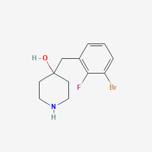 molecular formula C12H15BrFNO B13572535 4-(3-Bromo-2-fluorobenzyl)piperidin-4-ol 