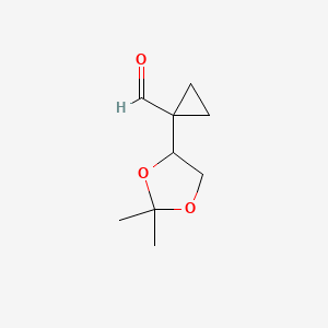 molecular formula C9H14O3 B13572542 1-(2,2-Dimethyl-1,3-dioxolan-4-yl)cyclopropanecarboxaldehyde 