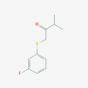 molecular formula C11H13FOS B13572681 1-((3-Fluorophenyl)thio)-3-methylbutan-2-one 