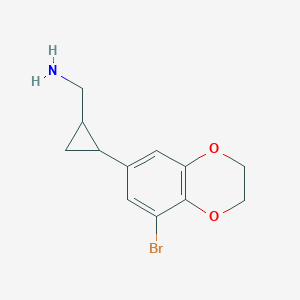 molecular formula C12H14BrNO2 B13572841 (2-(8-Bromo-2,3-dihydrobenzo[b][1,4]dioxin-6-yl)cyclopropyl)methanamine 