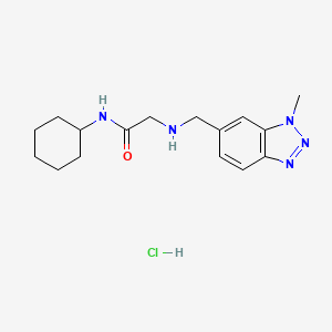 molecular formula C16H24ClN5O B13572892 N-cyclohexyl-2-{[(1-methyl-1H-1,2,3-benzotriazol-6-yl)methyl]amino}acetamide hydrochloride 