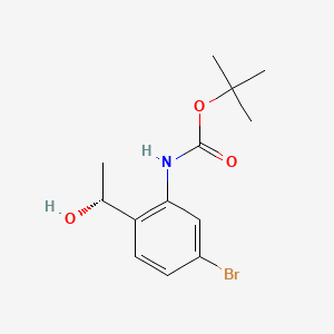 molecular formula C13H18BrNO3 B13572916 tert-Butyl (R)-(5-bromo-2-(1-hydroxyethyl)phenyl)carbamate 