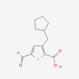 molecular formula C12H14O3S B13572942 3-(Cyclopentylmethyl)-5-formylthiophene-2-carboxylic acid 
