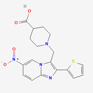 1-{[6-Nitro-2-(thiophen-2-yl)imidazo[1,2-a]pyridin-3-yl]methyl}piperidine-4-carboxylic acid