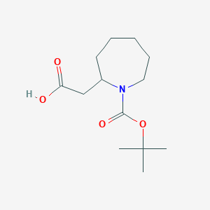 molecular formula C13H23NO4 B13573049 2-{1-[(Tert-butoxy)carbonyl]azepan-2-yl}acetic acid 