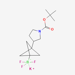 molecular formula C14H22BF3KNO2 B13573068 Potassium (3-{1-[(tert-butoxy)carbonyl]pyrrolidin-3-yl}bicyclo[1.1.1]pentan-1-yl)trifluoroboranuide 
