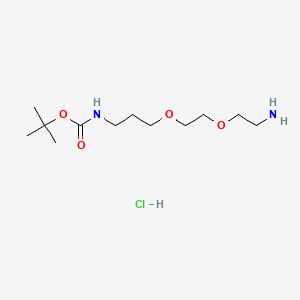 molecular formula C12H27ClN2O4 B13573103 tert-butyl N-{3-[2-(2-aminoethoxy)ethoxy]propyl}carbamate hydrochloride 