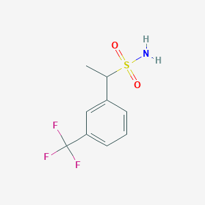 molecular formula C9H10F3NO2S B13573211 1-(3-(Trifluoromethyl)phenyl)ethane-1-sulfonamide 