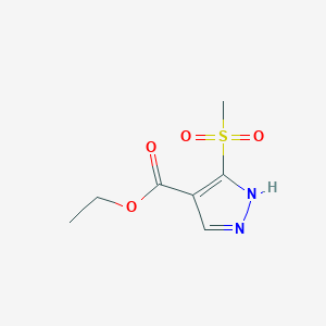 molecular formula C7H10N2O4S B13573252 ethyl 5-methanesulfonyl-1H-pyrazole-4-carboxylate 