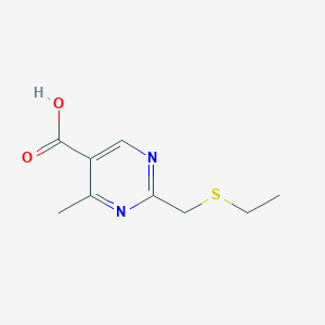 molecular formula C9H12N2O2S B13573257 2-((Ethylthio)methyl)-4-methylpyrimidine-5-carboxylic acid 