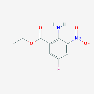 molecular formula C9H9FN2O4 B13573279 Ethyl 2-amino-5-fluoro-3-nitrobenzoate 