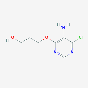 molecular formula C7H10ClN3O2 B13573316 3-((5-Amino-6-chloropyrimidin-4-yl)oxy)propan-1-ol 