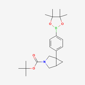molecular formula C22H32BNO4 B13573319 Tert-butyl1-[4-(4,4,5,5-tetramethyl-1,3,2-dioxaborolan-2-yl)phenyl]-3-azabicyclo[3.1.0]hexane-3-carboxylate 