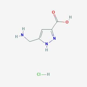 molecular formula C5H8ClN3O2 B13573363 3-(aminomethyl)-1H-pyrazole-5-carboxylic acid hydrochloride 