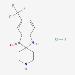 molecular formula C13H14ClF3N2O B13573392 5-(Trifluoromethyl)-1,3-dihydrospiro[indole-2,4'-piperidin]-3-one hydrochloride 