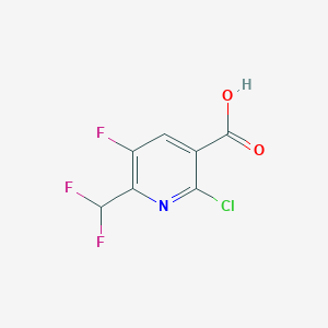 molecular formula C7H3ClF3NO2 B13573431 2-Chloro-6-(difluoromethyl)-5-fluoronicotinic acid 