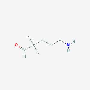 molecular formula C7H15NO B13573437 5-Amino-2,2-dimethylpentanal 