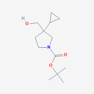 molecular formula C13H23NO3 B13573459 Tert-butyl 3-cyclopropyl-3-(hydroxymethyl)pyrrolidine-1-carboxylate 