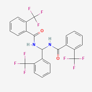 molecular formula C24H15F9N2O2 B13573461 2-(trifluoromethyl)-N-{[2-(trifluoromethyl)phenyl]({[2-(trifluoromethyl)phenyl]formamido})methyl}benzamide 
