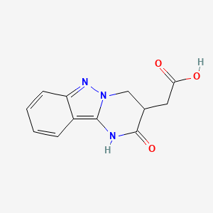 molecular formula C12H11N3O3 B13573492 2-{2-oxo-1H,2H,3H,4H-pyrimido[1,2-b]indazol-3-yl}acetic acid 