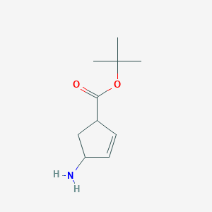molecular formula C10H17NO2 B13573543 Tert-butyl 4-aminocyclopent-2-ene-1-carboxylate 