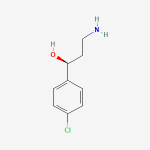 molecular formula C9H12ClNO B13573561 (S)-3-Amino-1-(4-chlorophenyl)propan-1-ol 