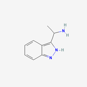 molecular formula C9H11N3 B13573590 1-(1H-indazol-3-yl)ethan-1-amine 