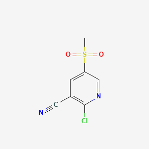 molecular formula C7H5ClN2O2S B13573615 2-Chloro-5-methanesulfonylpyridine-3-carbonitrile 